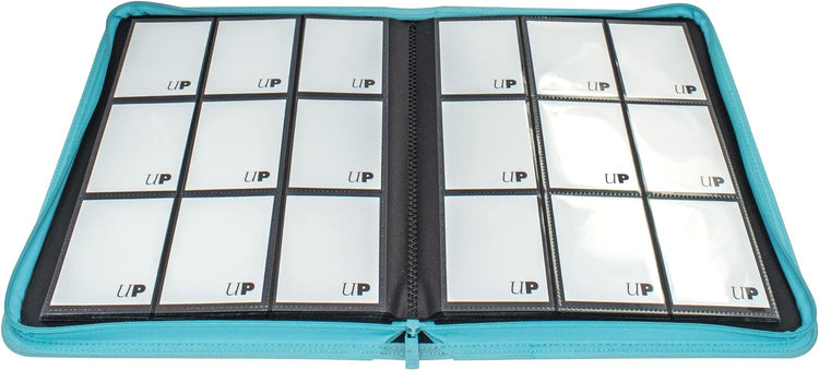 UltraPro 9-Pocket Zipped Card Folder Portfolio Light Blue