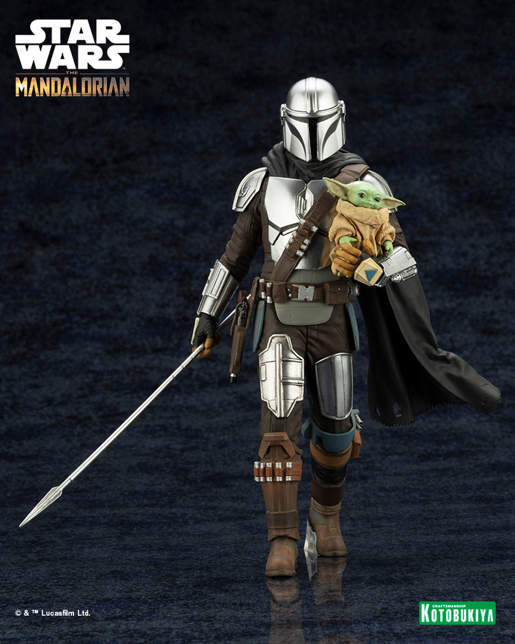 Star Wars: The Mandalorian: Mandalorian & Grogu with Beskar Staff ArtFX+ Statue